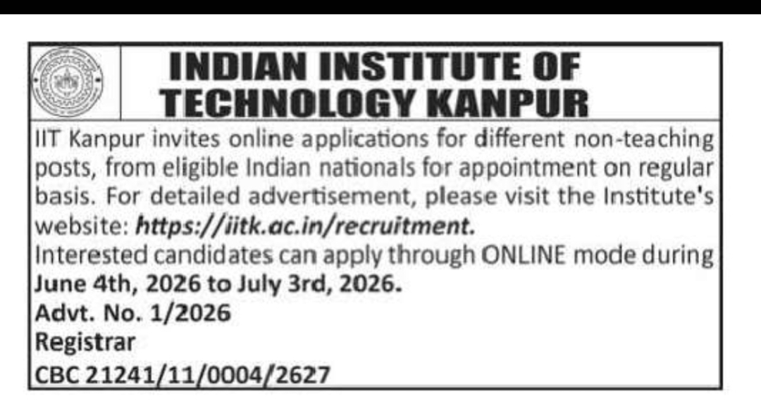 Indian Institute of Technology Kanpur – Non-Teaching Recruitment Notice