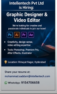 Intellentech Pvt Ltd is Hiring: Graphic Designer & Video Editor