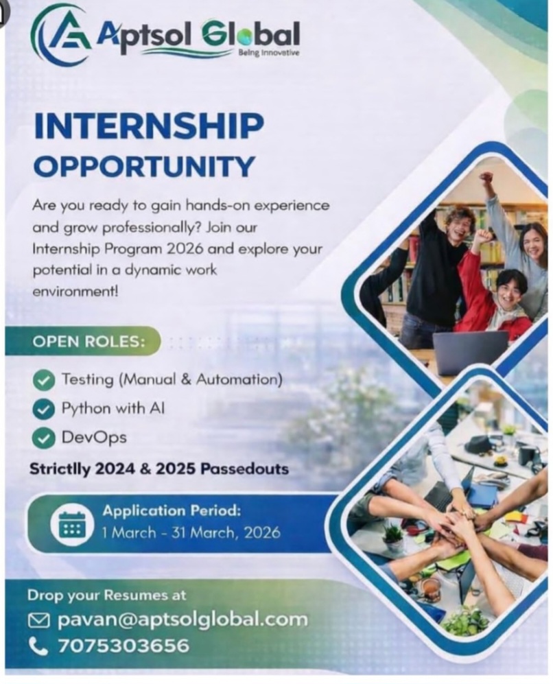 Internship Opportunity 2026 – Aptsol Global