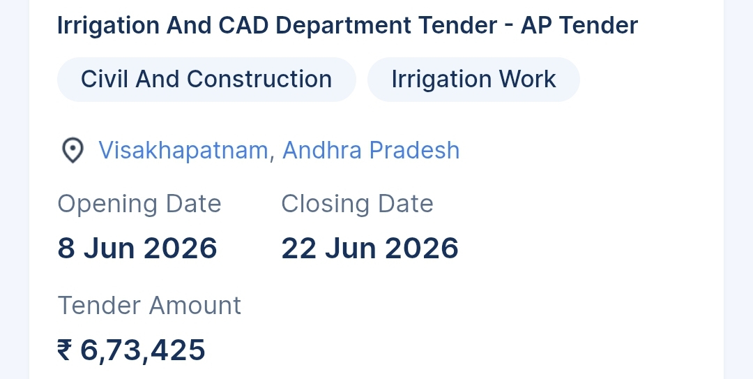 Irrigation And CAD Department Tender - AP Tender