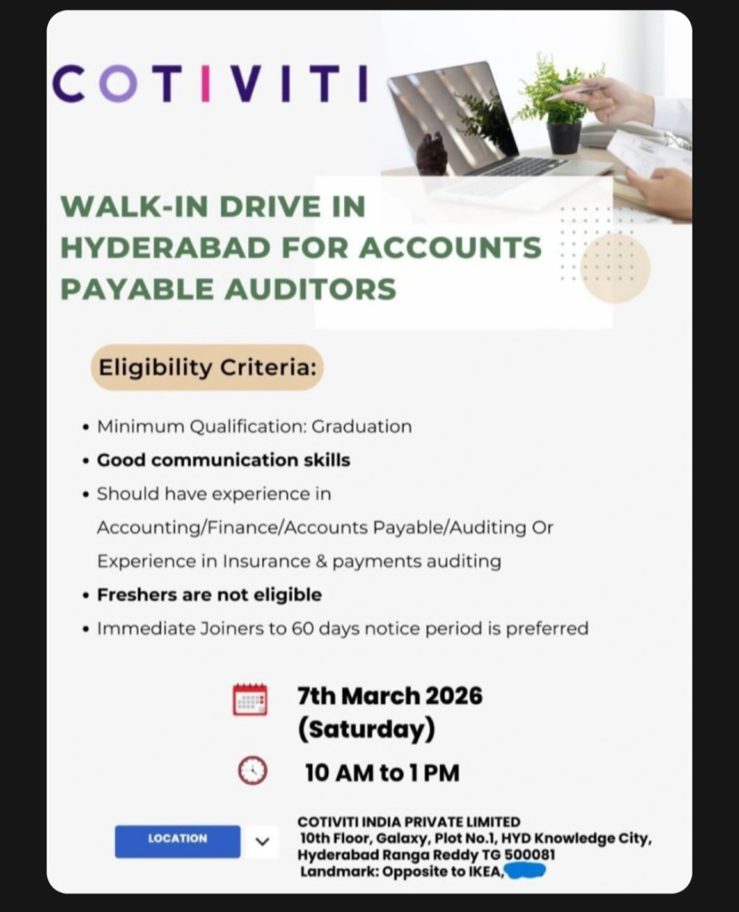 JOB INFO UPDATE IN HYDERABAD