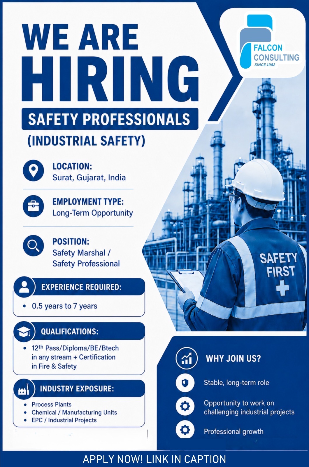 Job Opportunity – Safety Professionals (Industrial Safety)