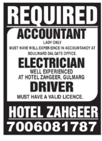 Job Vacancies – Accountant, Electrician & Driver