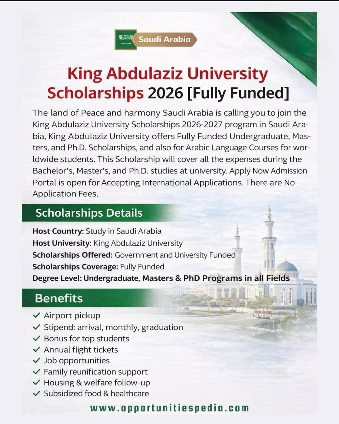 King Abdulaziz University Scholarship 2026 |
