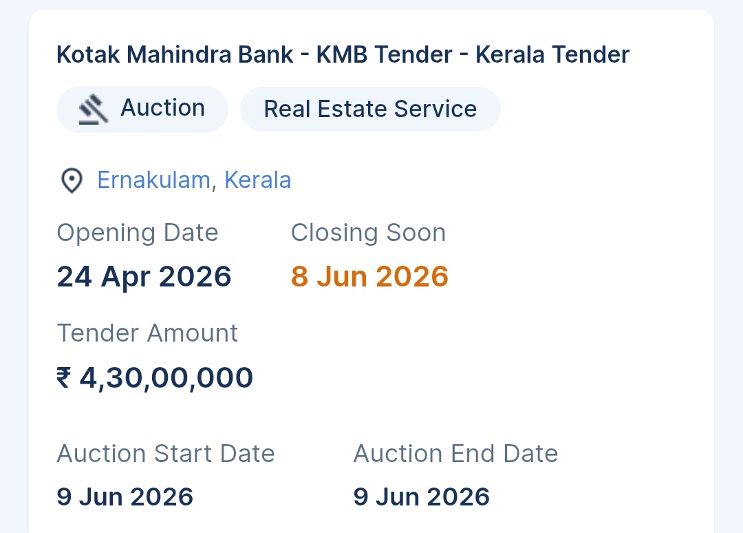 Kotak Mahindra Bank - KMB Tender - Kerala Tender