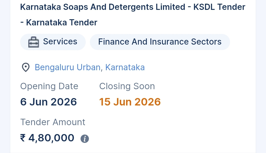 KSDL Tender - Karnataka Tender