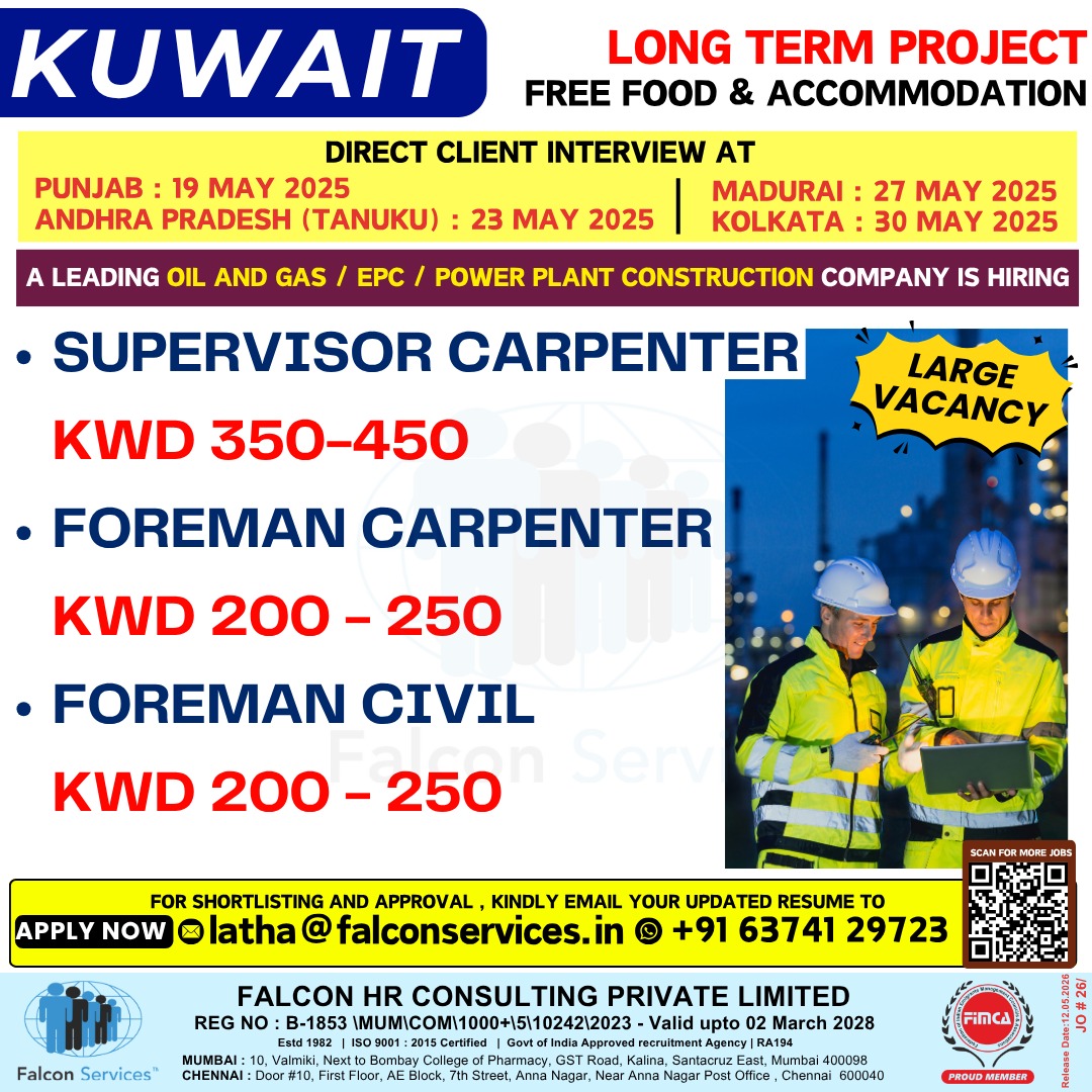 KUWAIT LONG TERM PROJECT HIRING