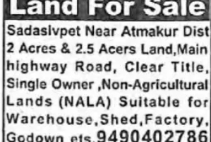 🌿 Land for Sale – Prime Location Near Sadasivpet 🌿