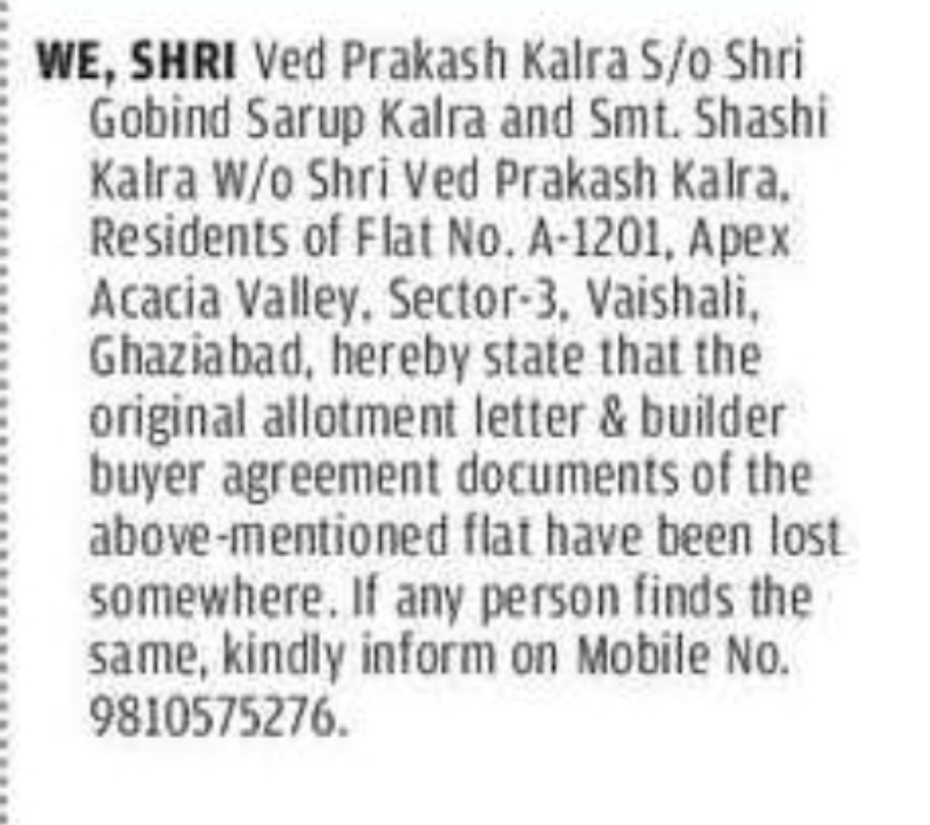 Lost Notice