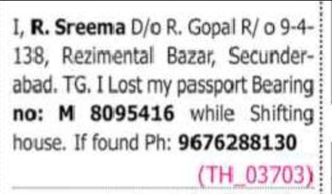 Lost Passport Notice