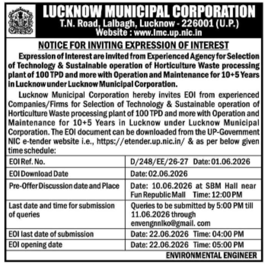 Lucknow Municipal Corporation – Expression of Interest (EOI) Notice