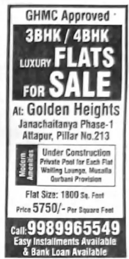 🏢 Luxury 3BHK/4BHK Flats for Sale – Golden Heights