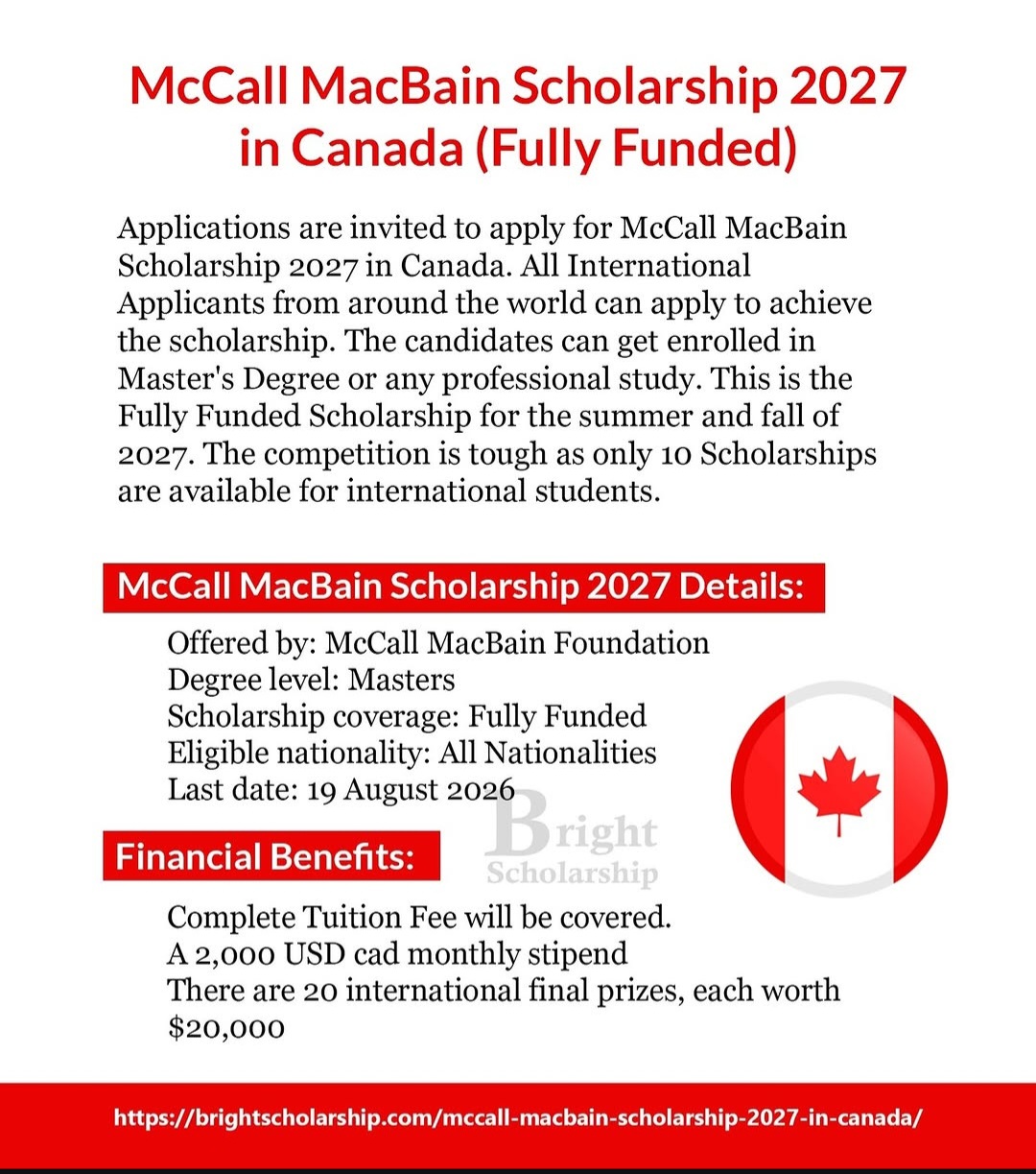 McCall MacBain Scholarship 2027 in Canada (Fully Funded)