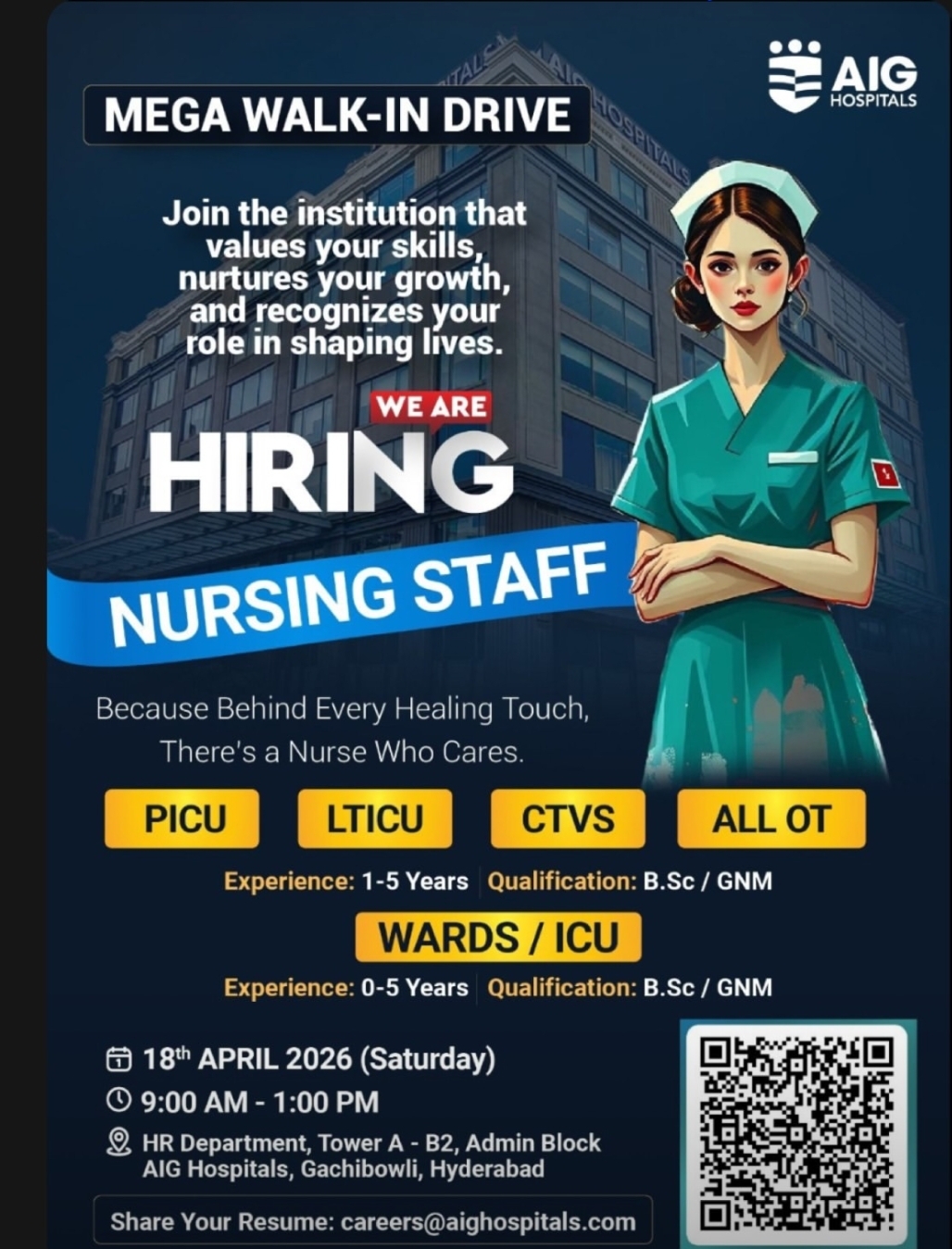 🚨 MEGA WALK-IN DRIVE – AIG Hospitals 🚨