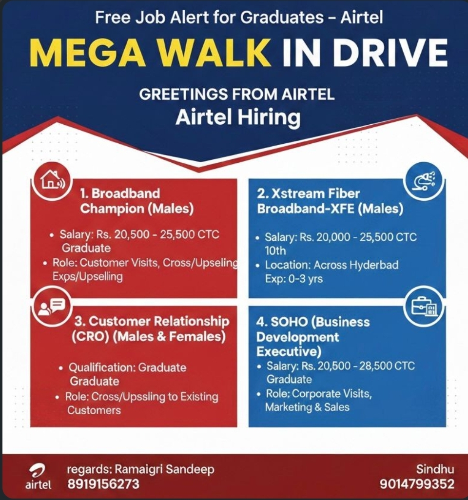 Mega Walk-In Drive - Exciting Opportunities with Airtel!
