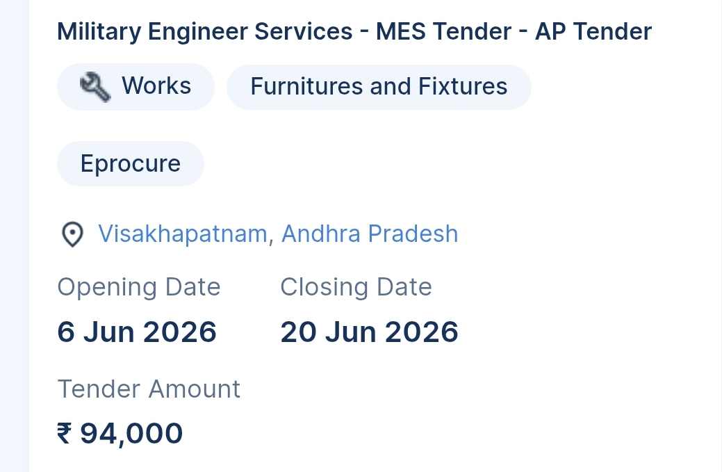 Military Engineer Services - MES Tender - AP Tender