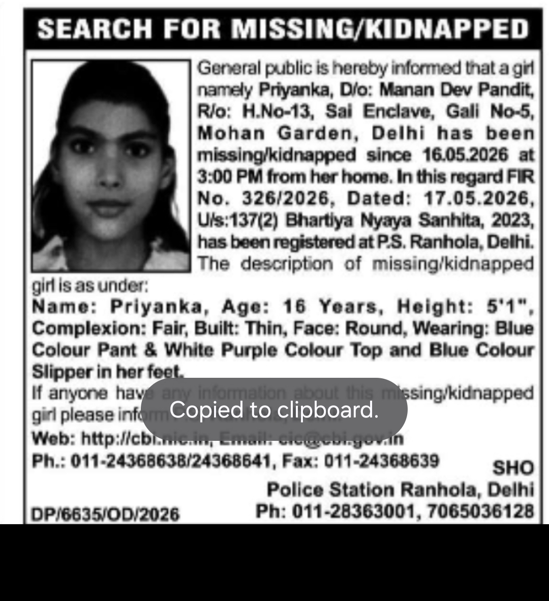 MISSING/KIDNAPPED GIRL ALERT