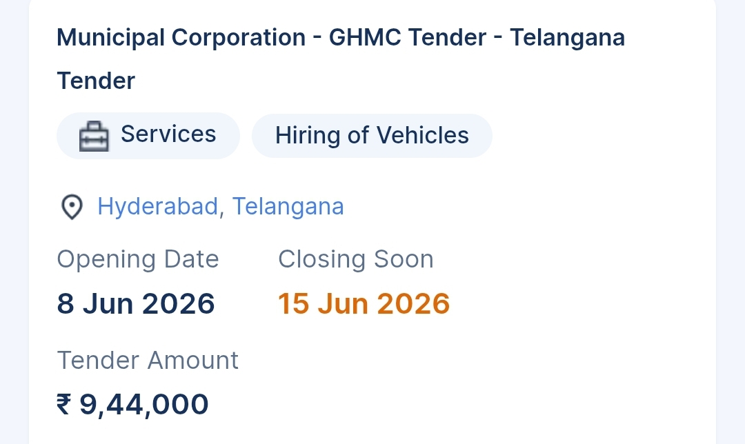 Municipal Corporation Tender