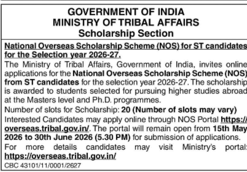 National Overseas Scholarship Scheme (NOS)
