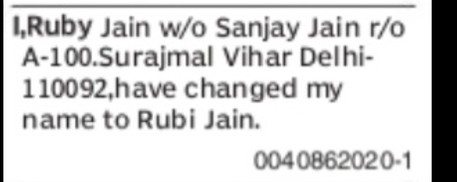 NOTICE OF NAME CHANGE