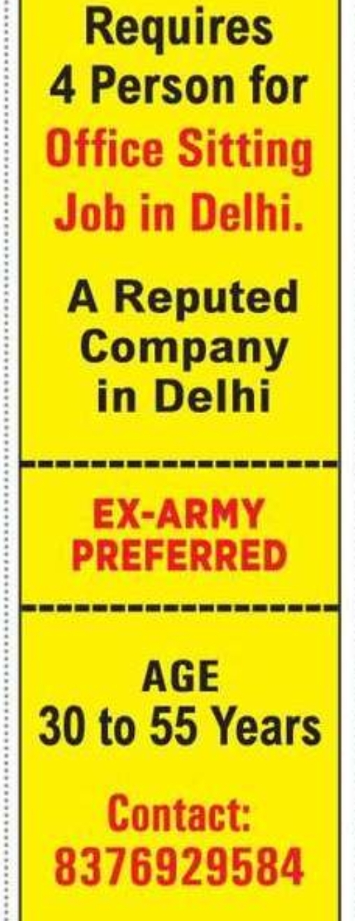Office Sitting Job Vacancy – Delhi