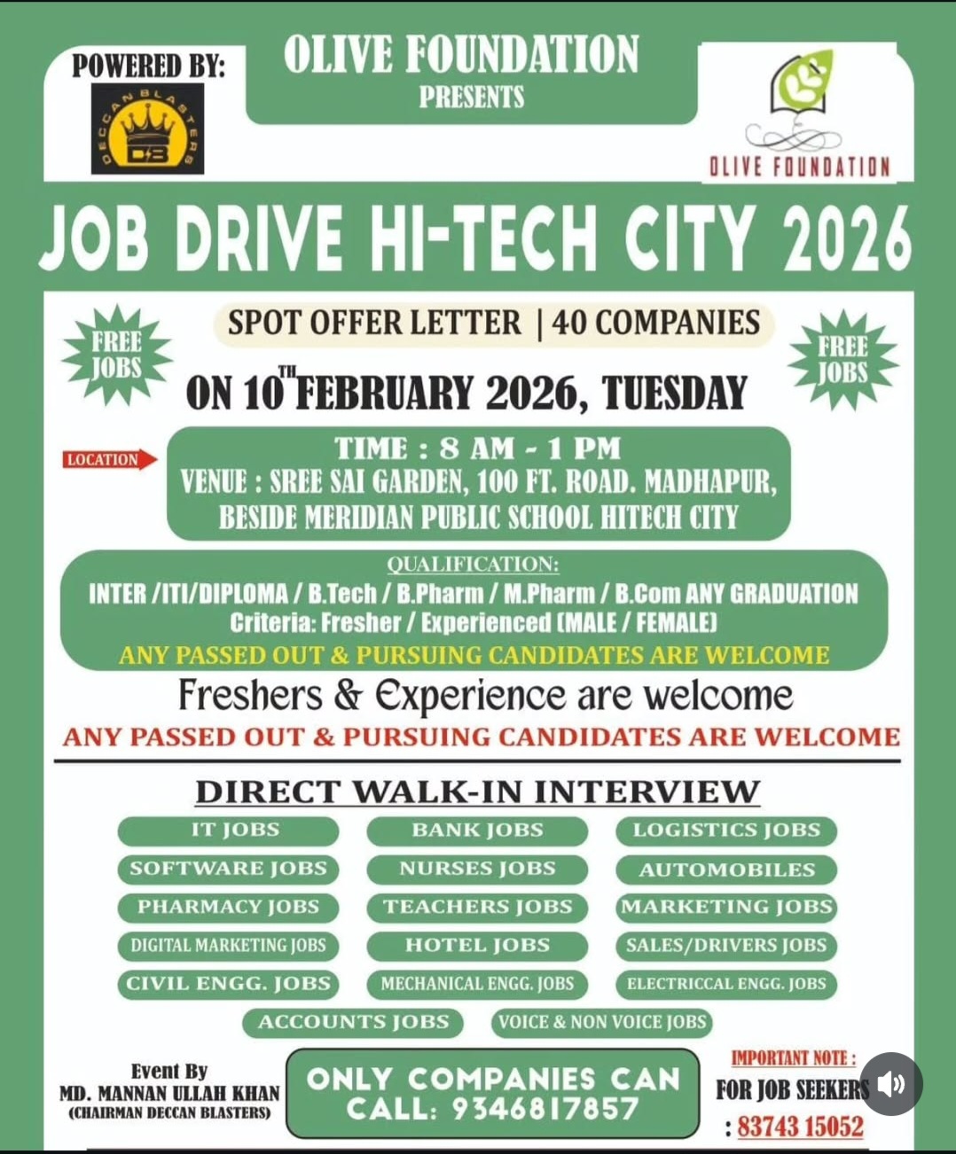OLIVE FOUNDATION PRESENTS  POWERED BY: OLIVE FOUNDATION CITY 2026  JOB DRIVE