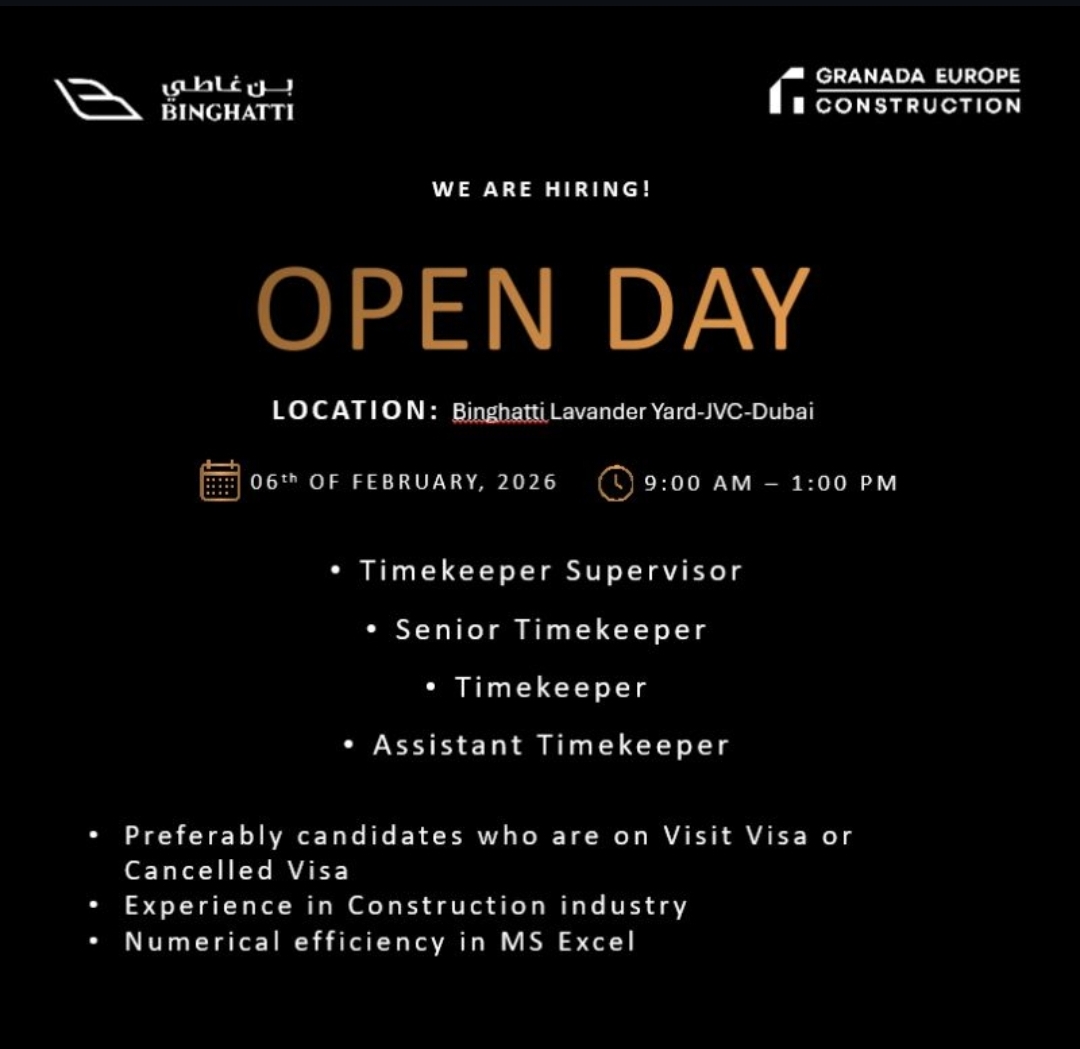 OPEN DAY RECRUITMENT | IMMEDIATE HIRING