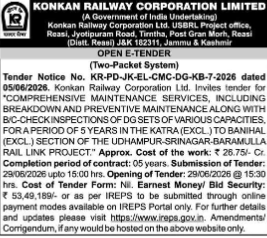OPEN E-TENDER NOTICE