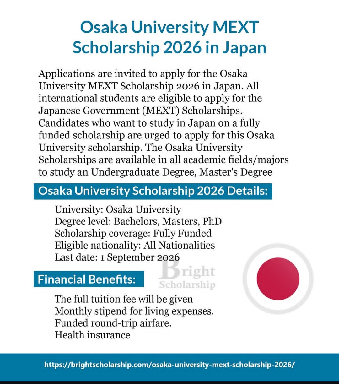 Osaka University MEXT Scholarship 2026 in Japan