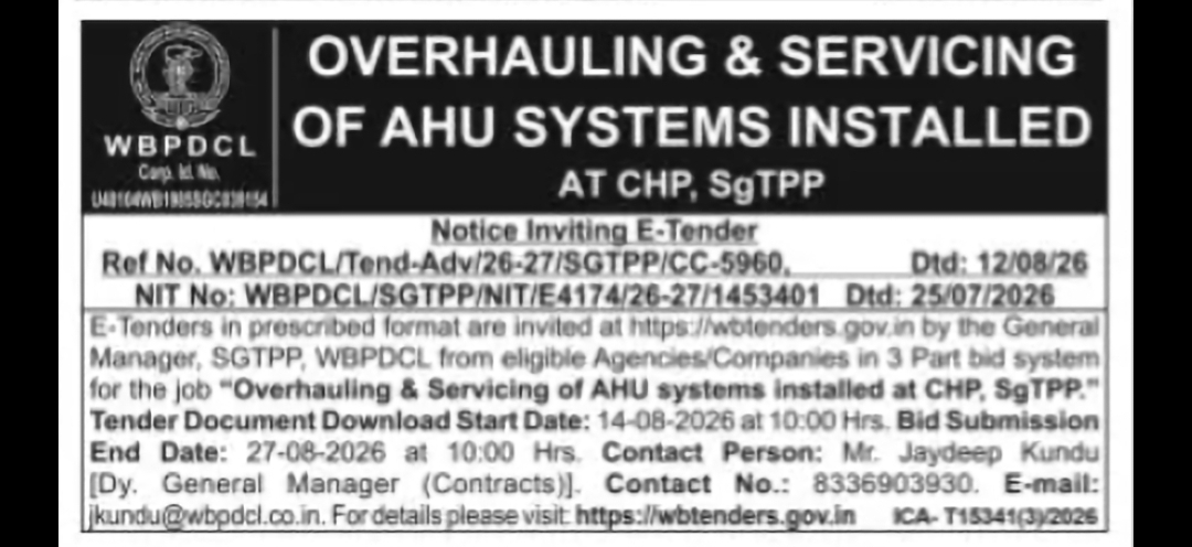 Overhauling & Servicing of AHU Systems at CHP – SGTPP