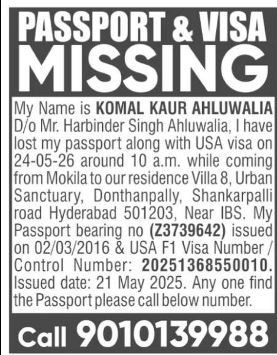 PASSPORT & VISA MISSING