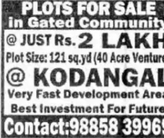 🏡 PLOTS FOR SALE – GATED COMMUNITY