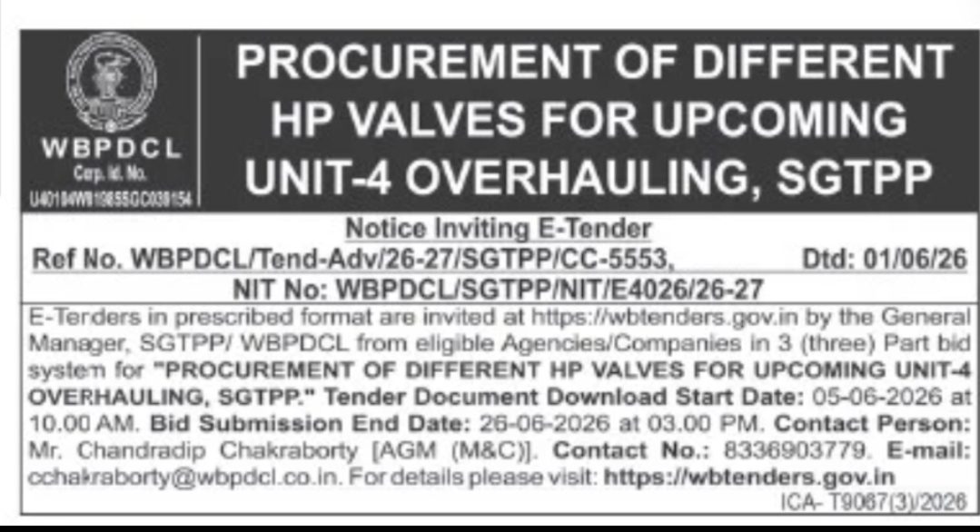 Procurement of Different HP Valves for Upcoming Unit-4 Overhauling, SGTPP