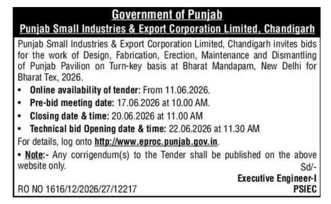 Punjab Government Tender Notice