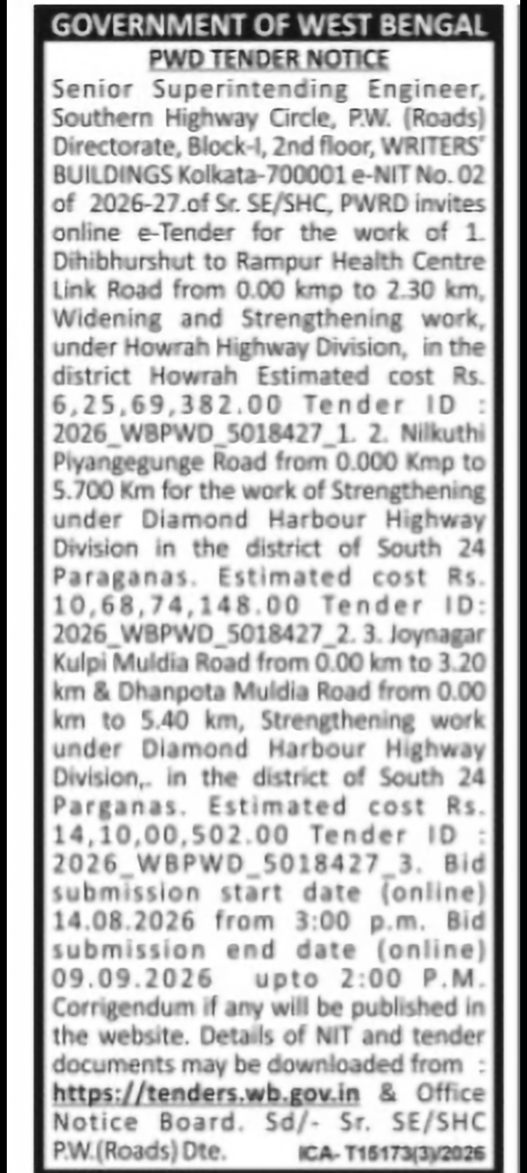 PWD Road Widening & Strengthening Works – Southern Highway Circle