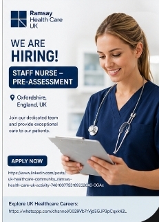 Ramsay Health Care UK Hiring Staff Nurse – Pre-Assessment – Oxfordshire, England