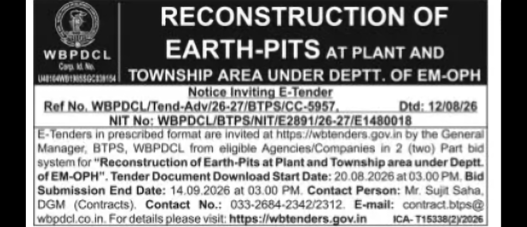 Reconstruction of WBPDCL Earth-Pits at Plant and Township Area – BTPS