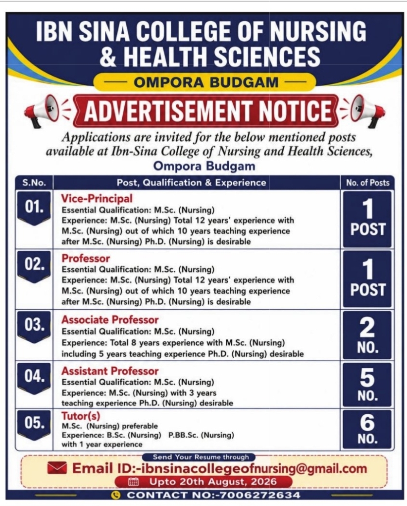 Recruitment – Ibn Sina College of Nursing & Health Sciences