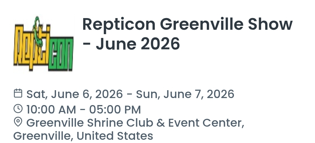 Repticon Greenville Show - June 2026