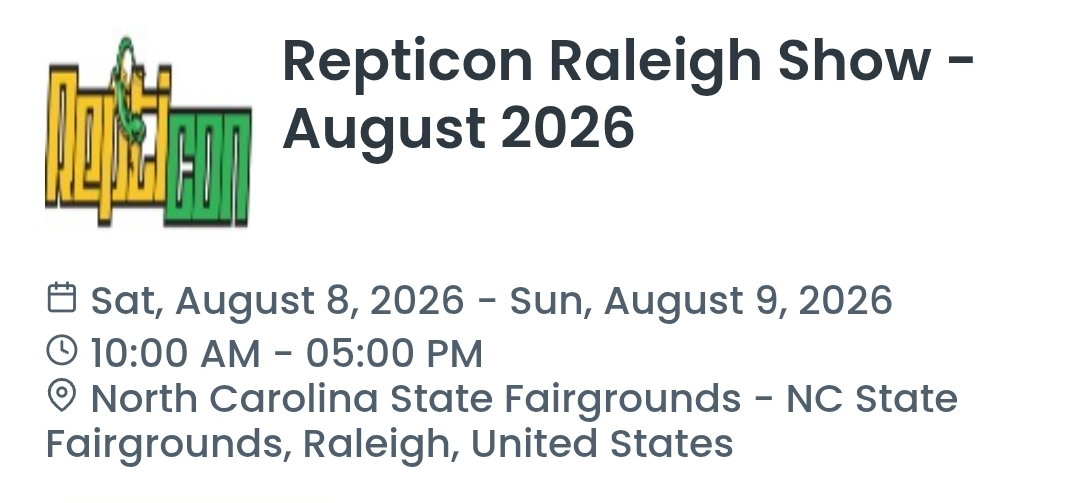 Repticon Raleigh Show - August 2026