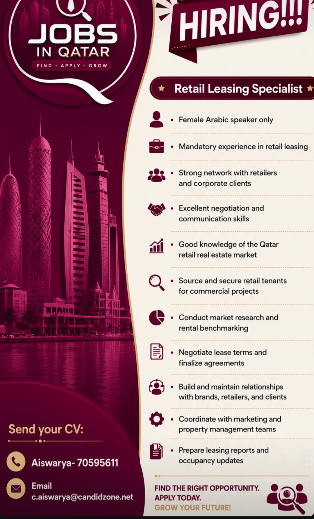 Retail Leasing Specialist Job Opening – Qatar