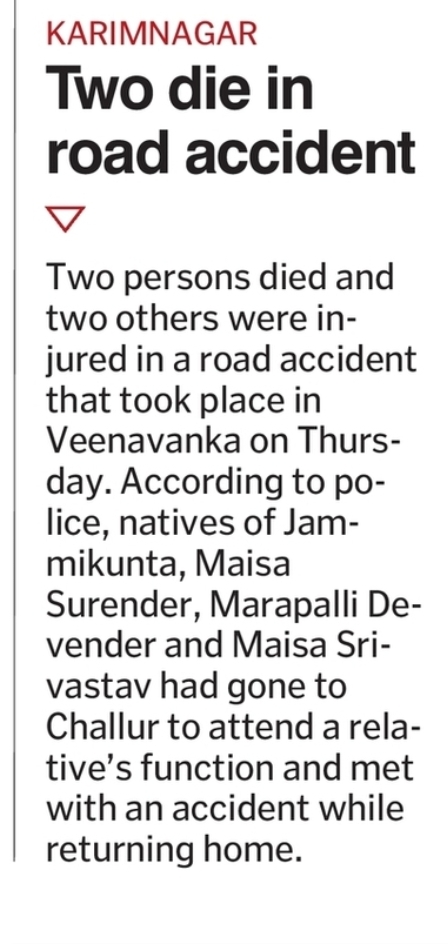 Road Accident – Two Dead
