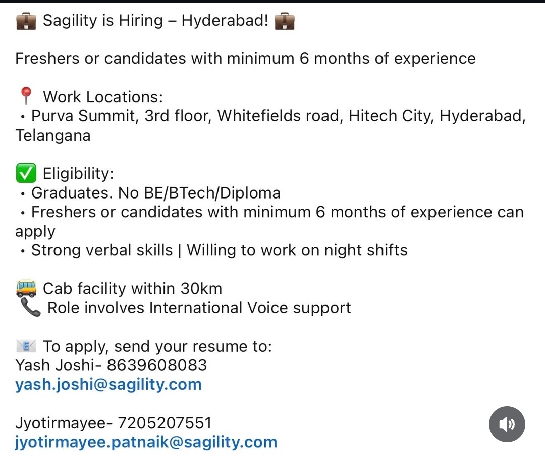 Sagility is Hiring - Hyderabad!