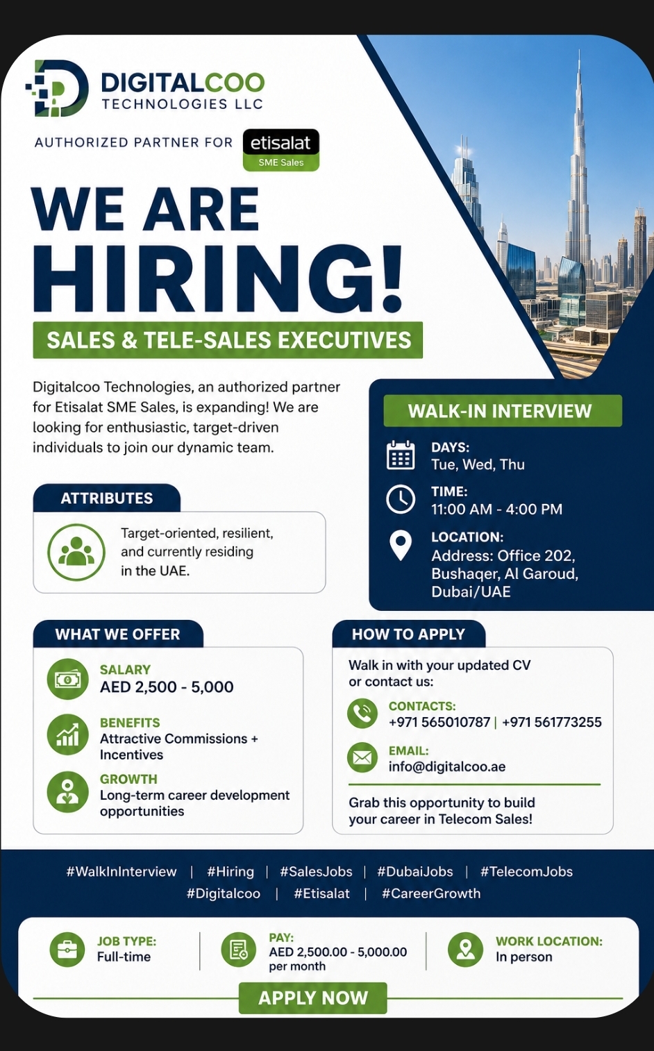 Sales & Tele-Sales Executives – Hiring Now