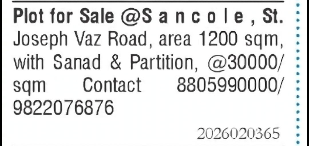 Sanad Plot for Sale on St. Joseph Vaz Road