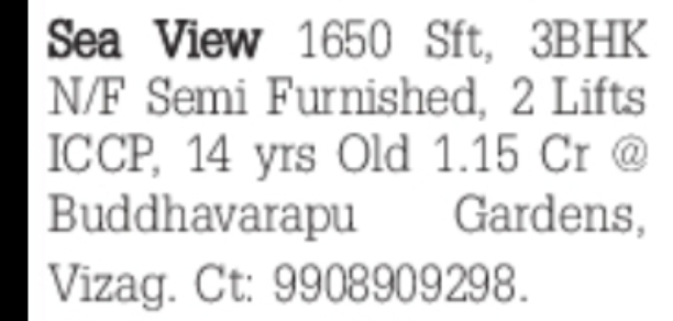 Sea View 3BHK Flat for Sale (1650 Sft)