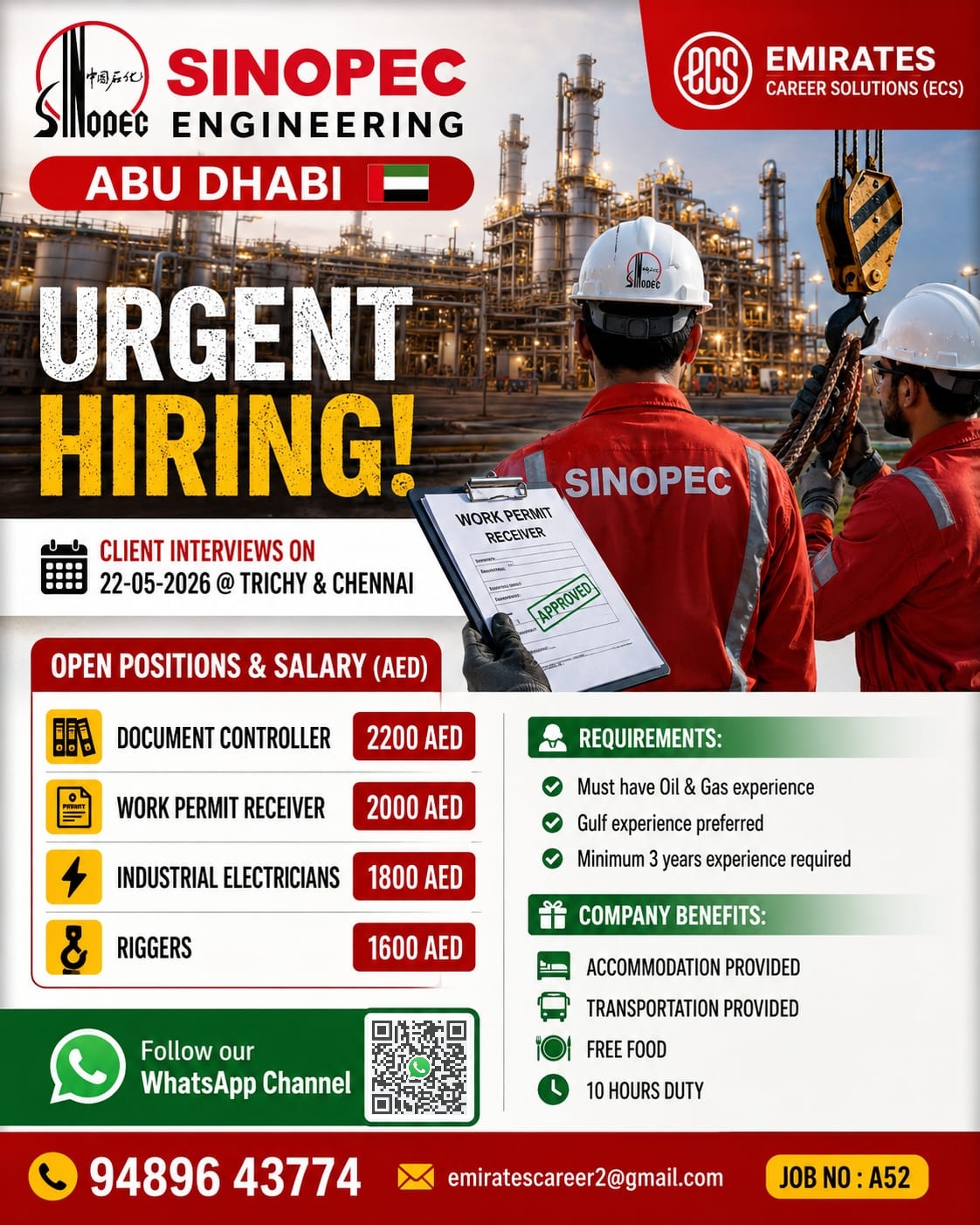 SINOPEC ENGINEERING – ABU DHABI Emirates Career Solutions (ECS) / ODEC