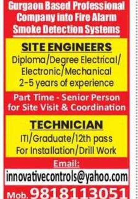 🔥 Site Engineers & Technicians – Fire Systems Company