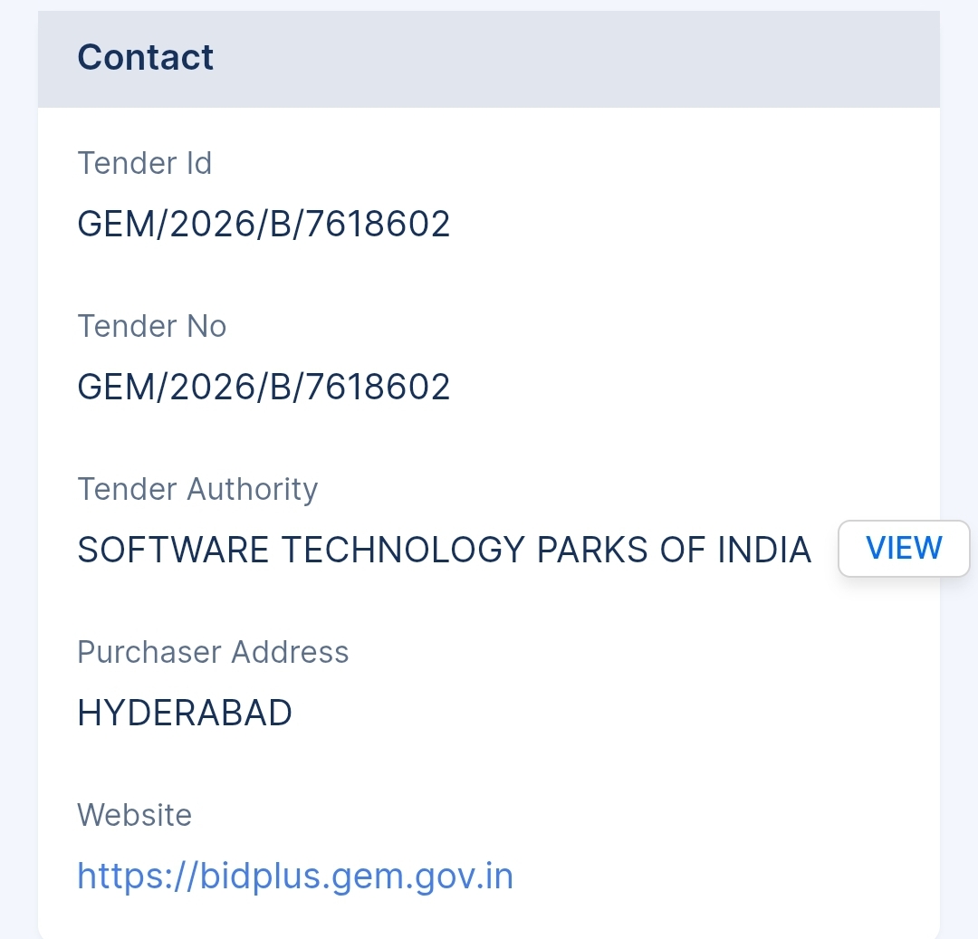 Software Technology Parks Of India - STPI Tender - Telangana Tender