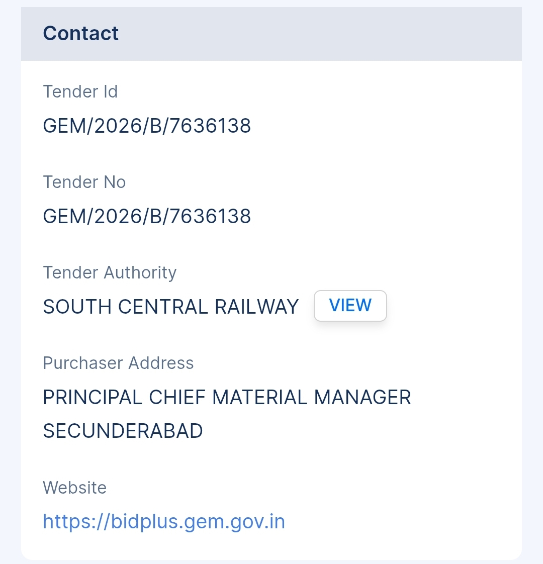 South Central Railway - SCR Tender - Telangana Tender